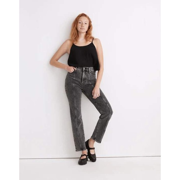 Madewell Denim - Madewell The Perfect Vintage Straight Jean Pintuck Edition Lunar Wash Grey 25